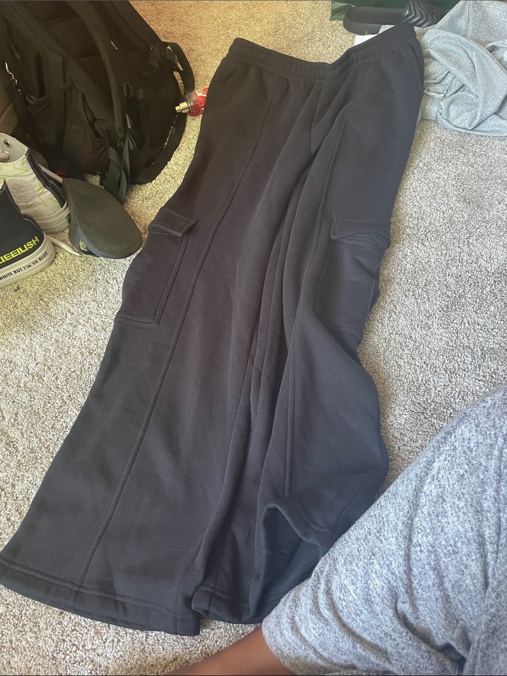 Forever 21 Black Wide-Leg Cargo Sweats